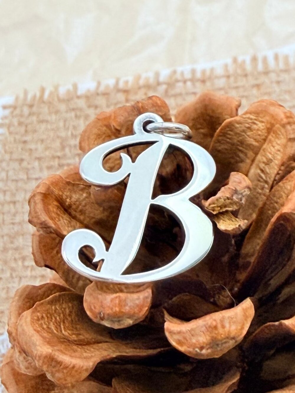 James Avery Large Script Initial B Charm Sterling Silver Letter Charm